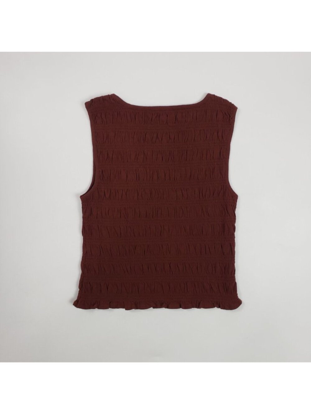 Madewell Smocked Boatneck Tank Top Women’s XS Henna Brown Cotton Linen Blend NWT - Picture 14 of 16